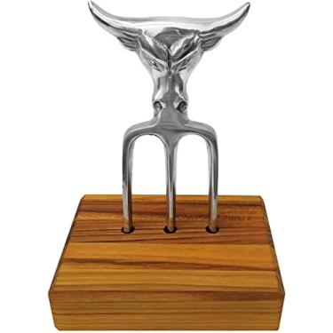 Imagem de Kit Churrasco Garra Garfo Tridente Mini Base Madeira (Garra + Tridente + Base)