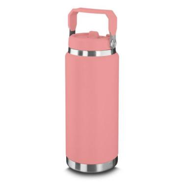 Imagem de Garrafa Térmica Rosa 900ml - Estilo e Praticidade com Isolamento Duplo