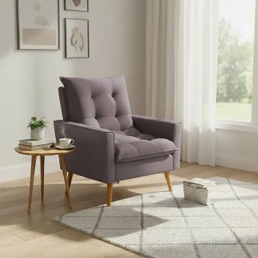 Imagem de Poltrona Sala De Estar 92cm Suave Conforto Acolhedor E Estilo Perfeito Para Qualquer Sala Bege Ester