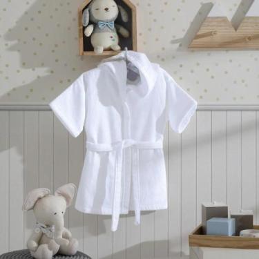 Imagem de Roupão Infantil para Bebê Aveludado com Capuz Branco Dohler