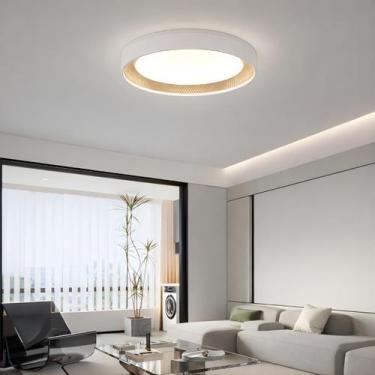 Imagem de Luminária Plafon Led Redonda Cygnus 40cm Metal Detalhe Dourado Teto Sa