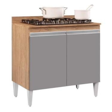 Imagem de Balcão Para Cooktop 2S Brenda Castanho Cinza 80Cm - DROSSI