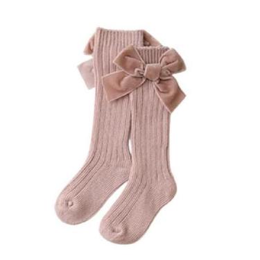 Imagem de Meia Infantil 3/4 Com Laço Veludo Papilloo, Rose, 0-1 anos