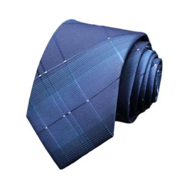 Imagem de Gravata Masculina Xadrez Azul, Preta E Vermelha Fina Para Casamento E 