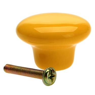 Imagem de 5 pcs Cozinha Mobiliário Único Hole Punho Knobs Knobs Gaveta Cerâmica Armário Armário Puxadores Lidar Móveis Acessórios YYDFPIIA (Color : Yellow)