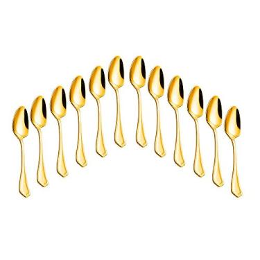 Imagem de Conjunto 12 Colheres para Sobremesa Zurich Dourado com Micropartículas de Ouro - Wolff