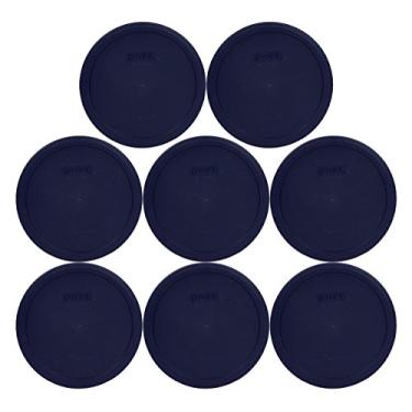 Imagem de Conjunto de 8 tampas de armazenamento redondas azuis Pyrex para pratos redondos de 6 e 7 xícaras # 7402-PC