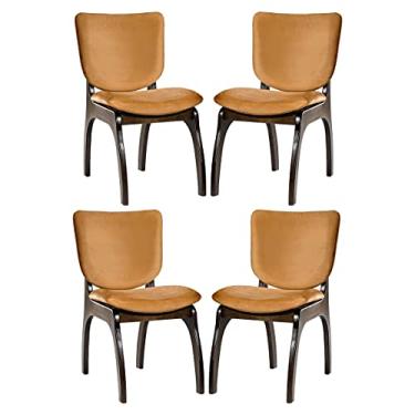 Imagem de Kit 4 Cadeiras Estofada Irlanda 50 x 86 Cm Madeira Maciça Tabaco Suede Terracota L79 - RMI