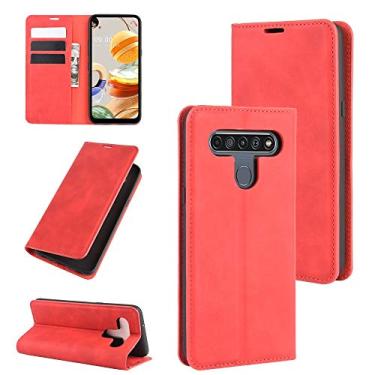 Imagem de YUNCHAO Caixa de telefone Para LG K61 Retro-skin Business Magnetic Suction Leather Case com suporte e slots de cartão e carteira capa para celular