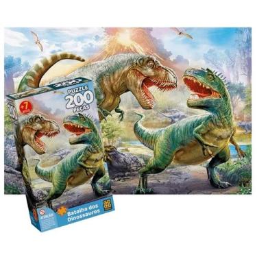 Imagem de Grow Quebra Cabeça Infantil 200 Peças Batalha Dos Dinossauros Puzzle P