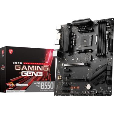 Imagem de MSI Placa-mãe para jogos GEN3 B550 (AMD Ryzen 5000 Series, AM4, DDR4, PCIe 3.0, SATA 6Gb/s, M.2, USB 3.2 Gen 1, HDMI/DVI-Port, ATX)