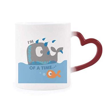 Imagem de Caneca The Blue Whale com desenho gigante ilustrado sensível ao calor Caneca vermelha que muda de cor