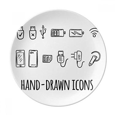 Imagem de Tomada, cabo de carregamento, placa decorativa, salver, louça, jantar