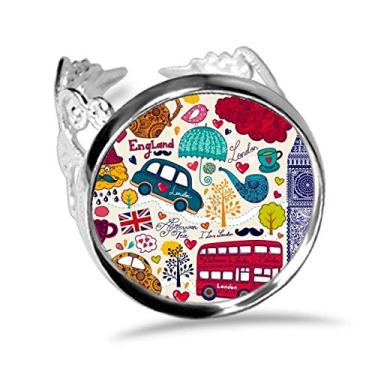 Imagem de DIYthinker Bus Tower Reino Unido Inglaterra Big Ben Landmark anel ajustável amor casamento noivado