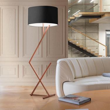 Imagem de Luminária de Chão Piso Lustre Abajur Bali Cúpula Cobre/preto