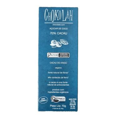 Imagem de Chocolate 70% Cacau com Açúcar de Coco Orgânico CHoKolaH 70g