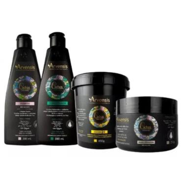 Imagem de Kit Arvensis Cachos Shampoo + Condicionador + Mascara 2x1 + Geleia Ativadora Arvensis Alta Fixação 250g