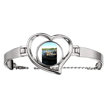 Imagem de N/A N/A Bracelete Art Deco da Moda Barco Pescador Pulseira Coração Joia Fio Bangle, medium, metal