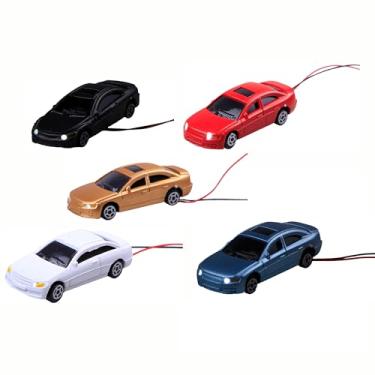Imagem de szzijia 5PCS 1:100 HO Scale Model LED Lighted Car with 12V Front and Rear Lights for Building Train Layout