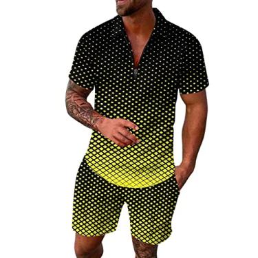 Imagem de Conjunto masculino de 2 peças, conjunto de camisa polo de manga curta e shorts para férias de verão para homens, K#_roxo, XXG