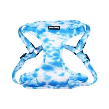Imagem de Jack & Bully Peitoral para cães, colete sem puxão, de neoprene ajustável, macio com malha respirável, para todos os climas, buldogue francês (pequeno, azul tie-dye)
