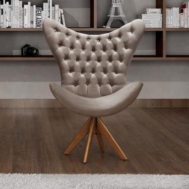 Imagem de Poltrona Alice Egg Capitonê Cadeira Botonê Giratória Recepção, Escritório Capuccino