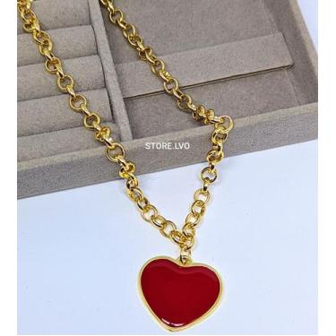 Imagem de Colar Feminino Corrente Grossa Elo Português Folheado Ouro Dourado com