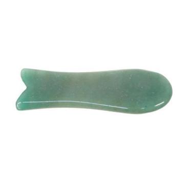 Imagem de Guasha Placa Pedra Massageadora Facial De Jade Legitima Gold - Modelo 