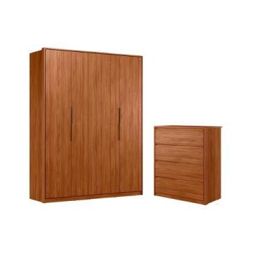 Imagem de Cômoda e Guarda Roupa Nice Nogueira Touch - Mais de Casa