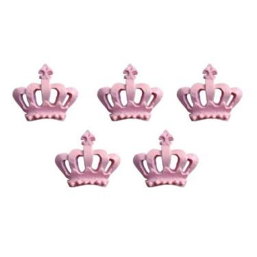 Imagem de Kit Com 50 Aplique Coroa Coroinha cor de Rosa Bebe de Resina - Decore 