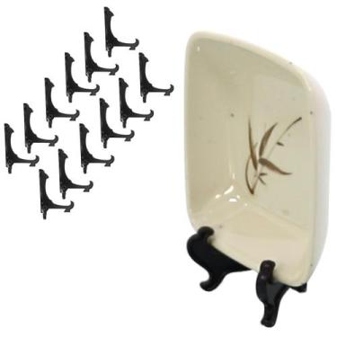 Imagem de Kit Com 12 Peças Suporte Para Pratos e Azulejos Preto 10cm - AC