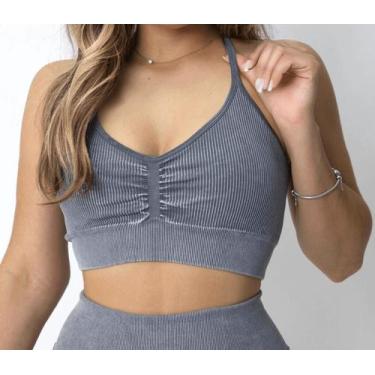 Imagem de Top Seamless Mescla Alça Fina - Lit Beach e Fitness, Cinza claro, M
