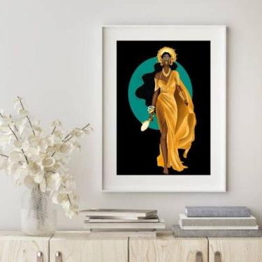 Imagem de Quadro Oxum Silhueta - 60x48cm - Quadros On-line, Madeira preta