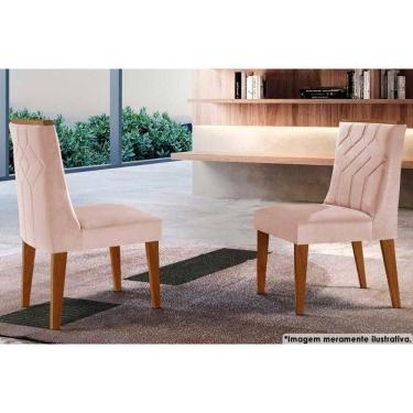 Imagem de Cadeira Sala De Jantar Nevada Kit 2 Un Imbuia-suede Creme - Rufato