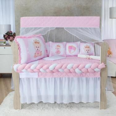 Imagem de Kit Berço Padrão Sublimado Almofadinha 12 Peças Americano Enxoval Comp