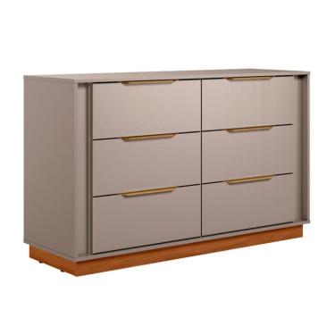 Imagem de Cômoda Giardino Flex 6 Gavetas Nogueira e Nude
