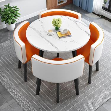 Imagem de Conjunto de mesa e cadeira de bar de café da manhã, mesa redonda de jantar, assento macio para encosto, móveis de estilo moderno, café, cozinha, móveis que economizam espaço, mesas de conferência de