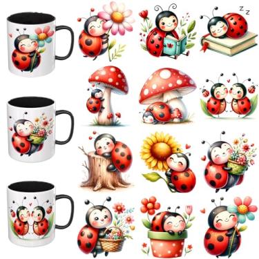 Imagem de XRTHGS 12 peças de papel UV DTF para copos, papel de transferência UV DTF adequado para canecas, óculos, cadernos, computadores, mesas e cadeiras, etc. (Ladybug)