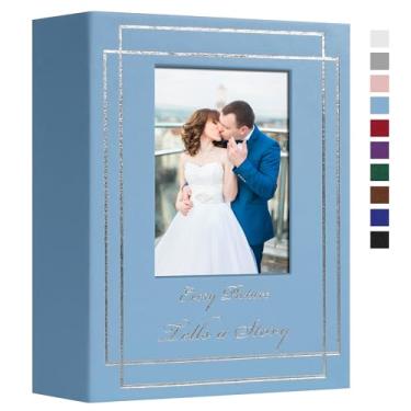 Imagem de Hiwhy Álbum De Fotos 4X6 Com 100 Fotos, Capa Couro, Álbuns Casamento, Capacidade Extra Grande, Livro Imagens Lindas Estampas, Presentes Para Férias Bebê, Azul Claro