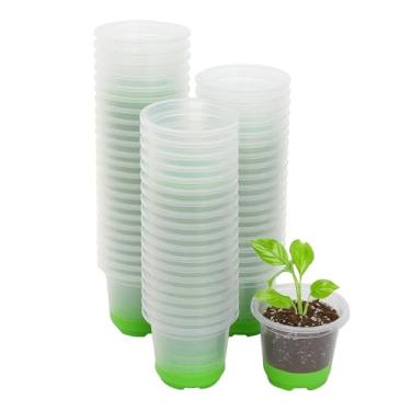 Imagem de MIXC 60 pacotes de vasos de berçário reforçados de 10 cm com base de silicone para facilitar o transplante, pacote variado, vaso de plântulas, plantador de sementes, flores para iniciantes