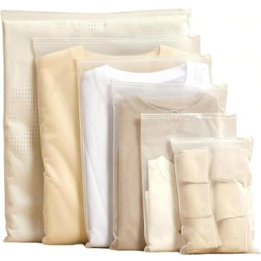 Imagem de 25 bolsas de armazenamento de viagem – Sacos de embalagem de roupas à prova d'água para viagem, bolsa de plástico fosco com zíper para organizadores de roupas, sapatos, artigos de higiene pessoal e