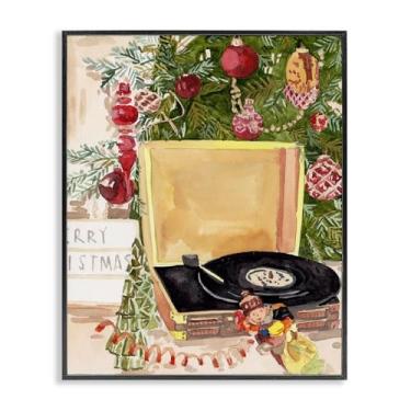 Imagem de Stupell Industries Festive Christmas Music Records Black Framed Giclee Art Design por Melissa Wang, 28 x 35 cm