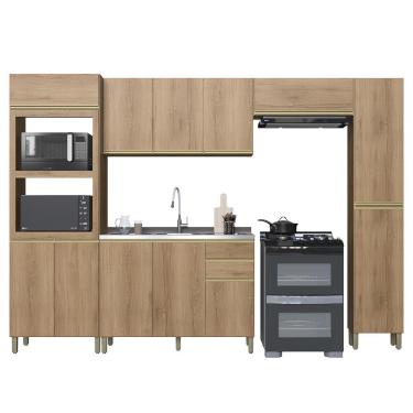 Imagem de Cozinha Modulada Dinamarca 5 Peças com Torre Quente 2 Fornos - Indékes Castani