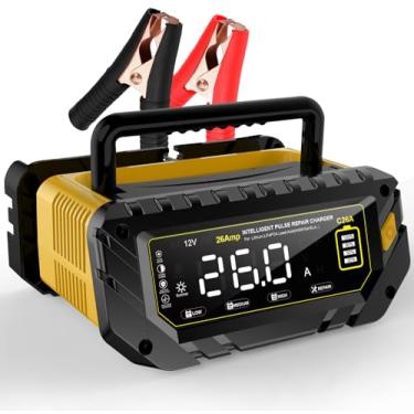 Imagem de Carregador de bateria de 26 Amp para lítio LiFePo4, ciclo profundo de chumbo-ácido (AGM/gel), carregador e mantenedor de bateria de 6V/12V/24V, carregador de gotejamento para carro, caminhão