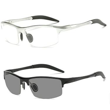 Imagem de willochra Óculos De Leitura Esportivos Para Ciclismo, Lentes Integrais, Masculino, Presbiopia, Hipermetropia, Sol Transição, Fotocrômicos, Com Leitor (2 Peças, Preto E Prata, 1,5, Multiplicador_X)