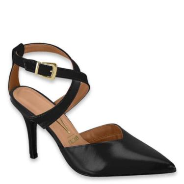 Imagem de Sandália Scarpin Feminino Salto Alto Fino Vizzano 1184.1716, Preto, 36