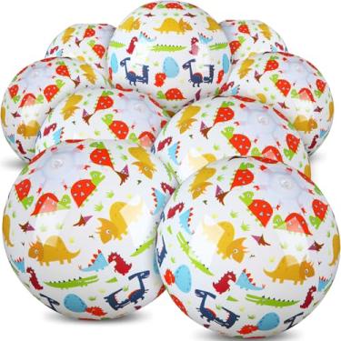 Imagem de Leyndo Pacote com 12 bolas de praia temáticas para crianças 20 cm a granel para jogos de piscina e praia de verão e suprimentos de festa de aniversário e decoração de festa de fim de ano (dinossauro