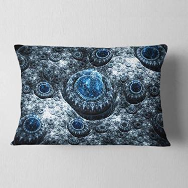 Imagem de Design azul fractal Exotic Planet' Abstract Throw Lombar Sala de estar, Sofá, Travesseiro + Capa de almofada impressa em ambos os lados 30 x 50 cm