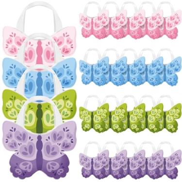Imagem de Sadnyy 24 peças de sacolas de lembrancinha de fada de borboleta com alças reutilizáveis, não tecidas, sacolas de presente de guloseimas para doces, para decorações de festa de aniversário, chás de