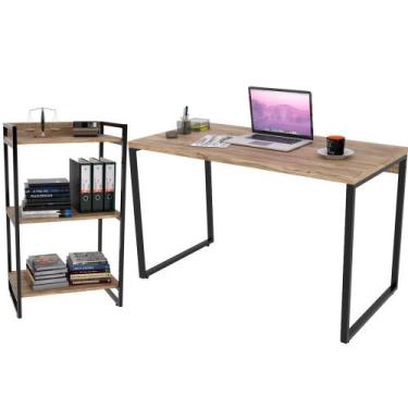 Imagem de Kit Mesa Para Escritório com Estante Office Estilo Industrial Form 120